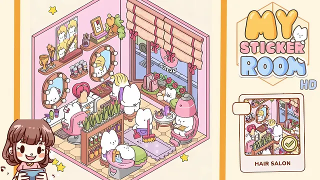My Sticker Room Level 12 - Hair Salon - Walkthrough and solution guide