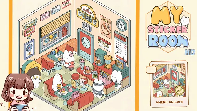 My Sticker Room Level 4 - American Cafe - Walkthrough and solution guide