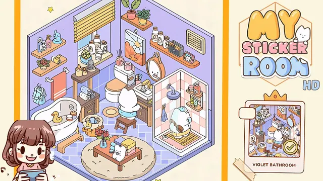 My Sticker Room Level 75 - Violet Bathroom - Walkthrough and solution guide